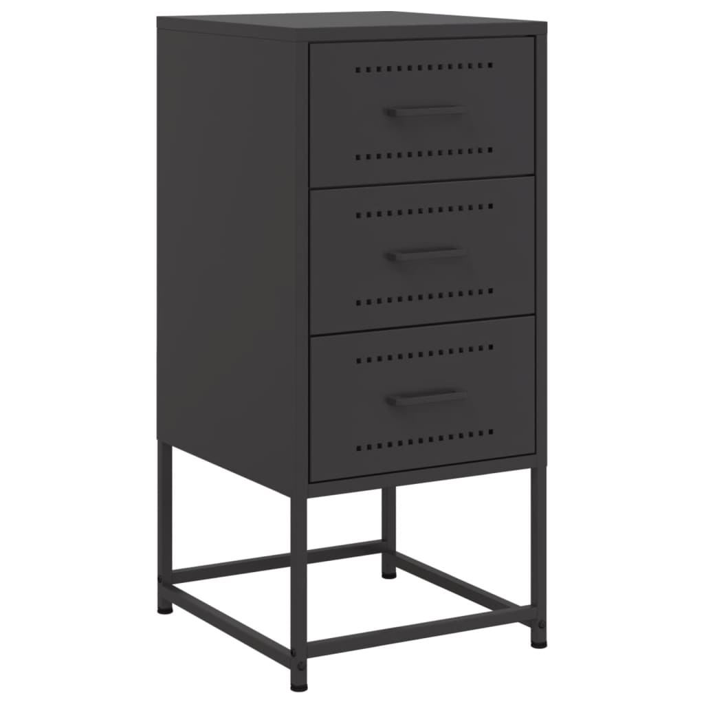 vidaXL Bedside Cabinets 2 pcs Black 36x39x78 cm Steel