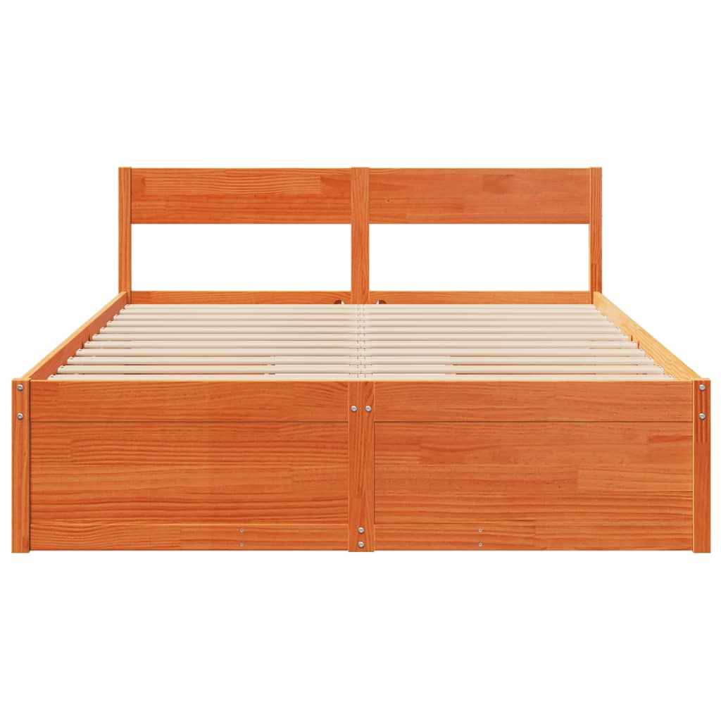 vidaXL Bed Frame without Mattress Wax Brown 150x200 cm King Size Solid Wood Pine