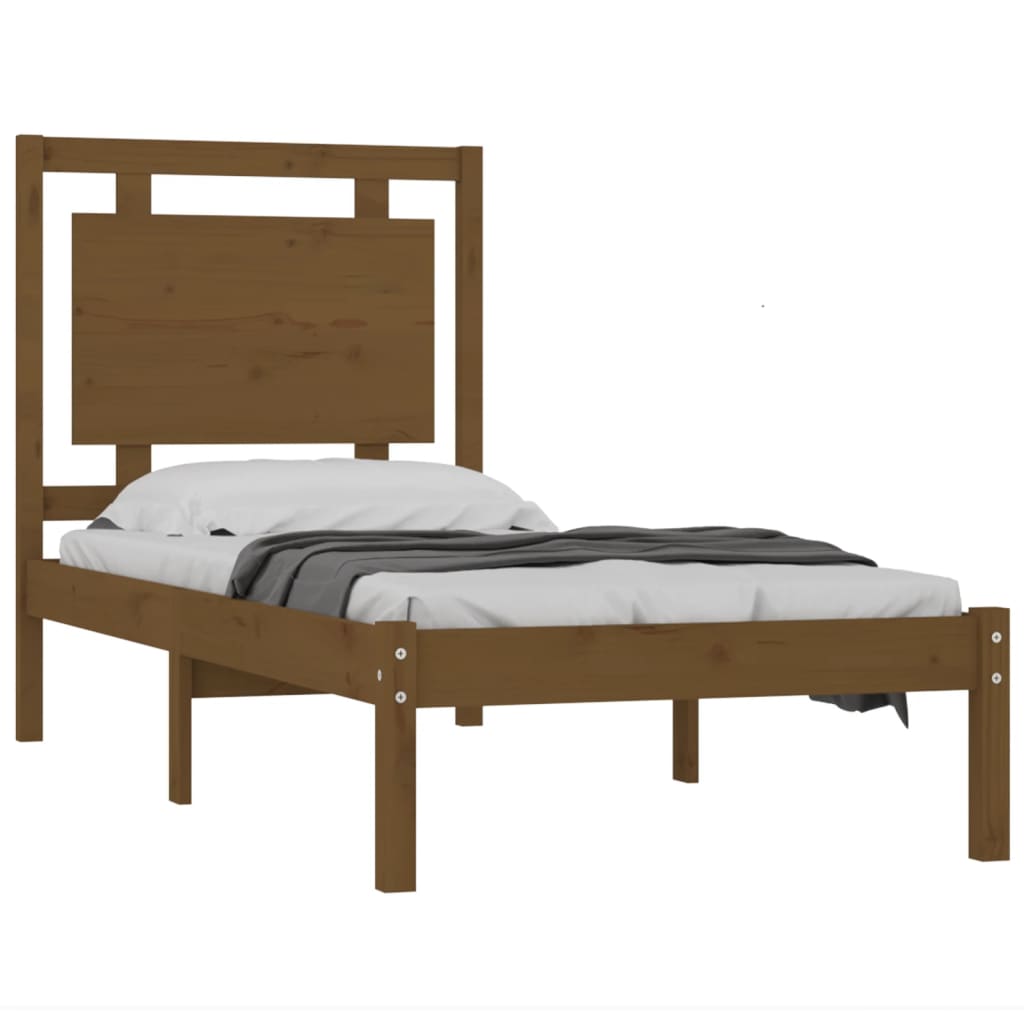 vidaXL Bed Frame without Mattress Honey Brown 75x190 cm Small Single Solid Wood