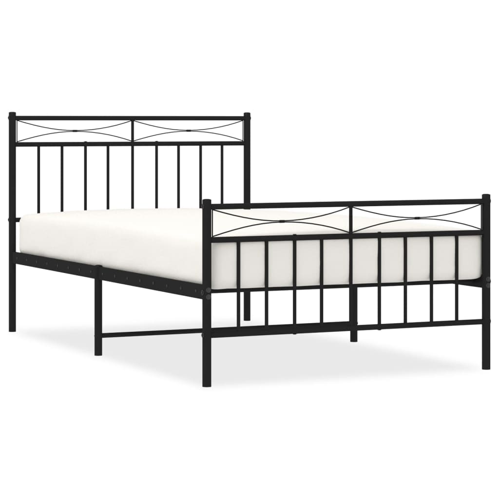 vidaXL Metal Bed Frame without Mattress with Footboard Black 100x200 cm