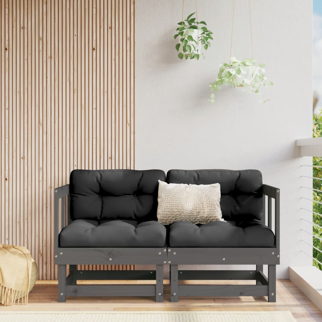 vidaXL Garden Corner Sofas 2 pcs Grey Solid Wood Pine