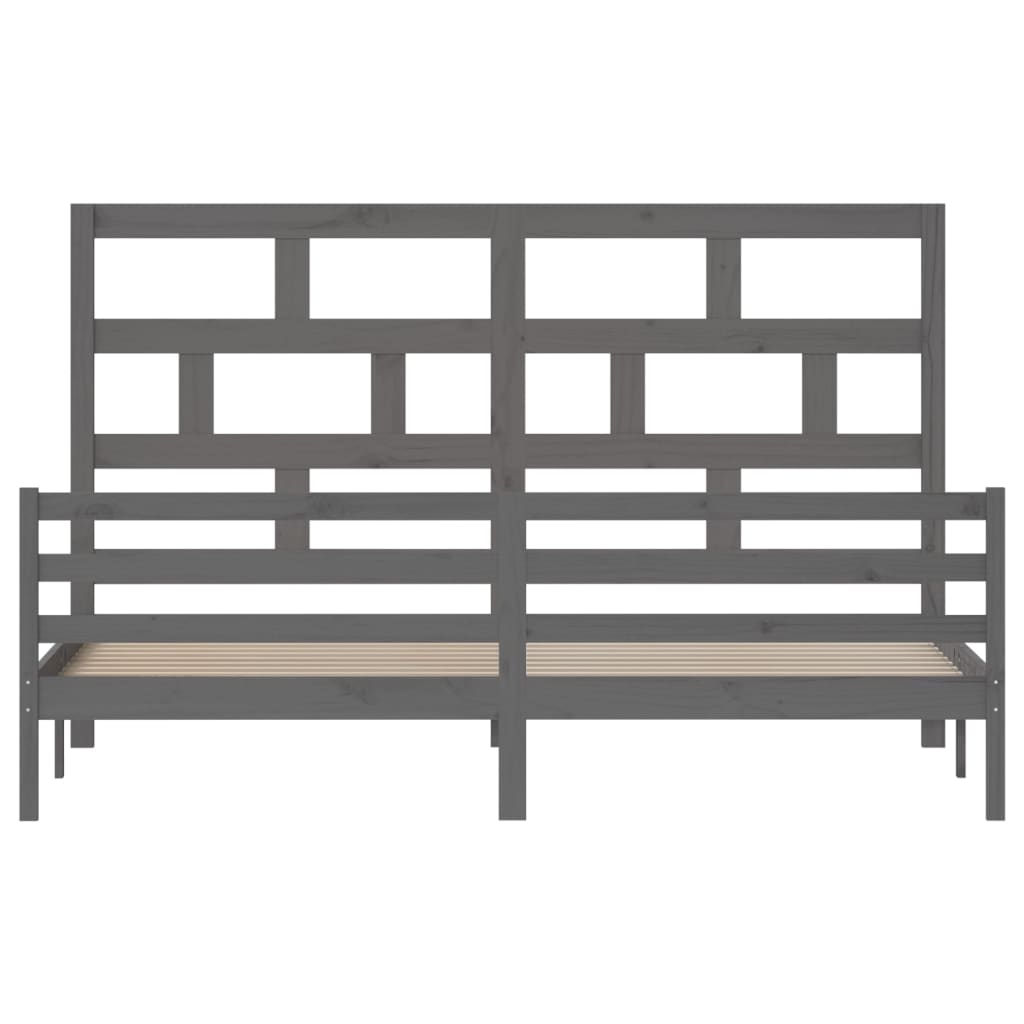 vidaXL Bed Frame without Mattress Grey Solid Wood 200x200 cm (810452+814216)