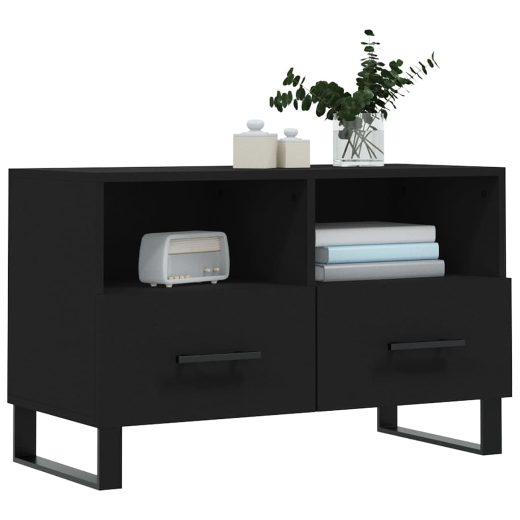 vidaXL TV Cabinet Black 80x36x50 cm Engineered Wood