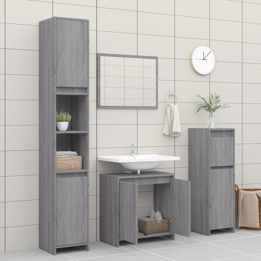 vidaXL Bathroom Cabinet Grey Sonoma 60x33x61 cm Engineered Wood