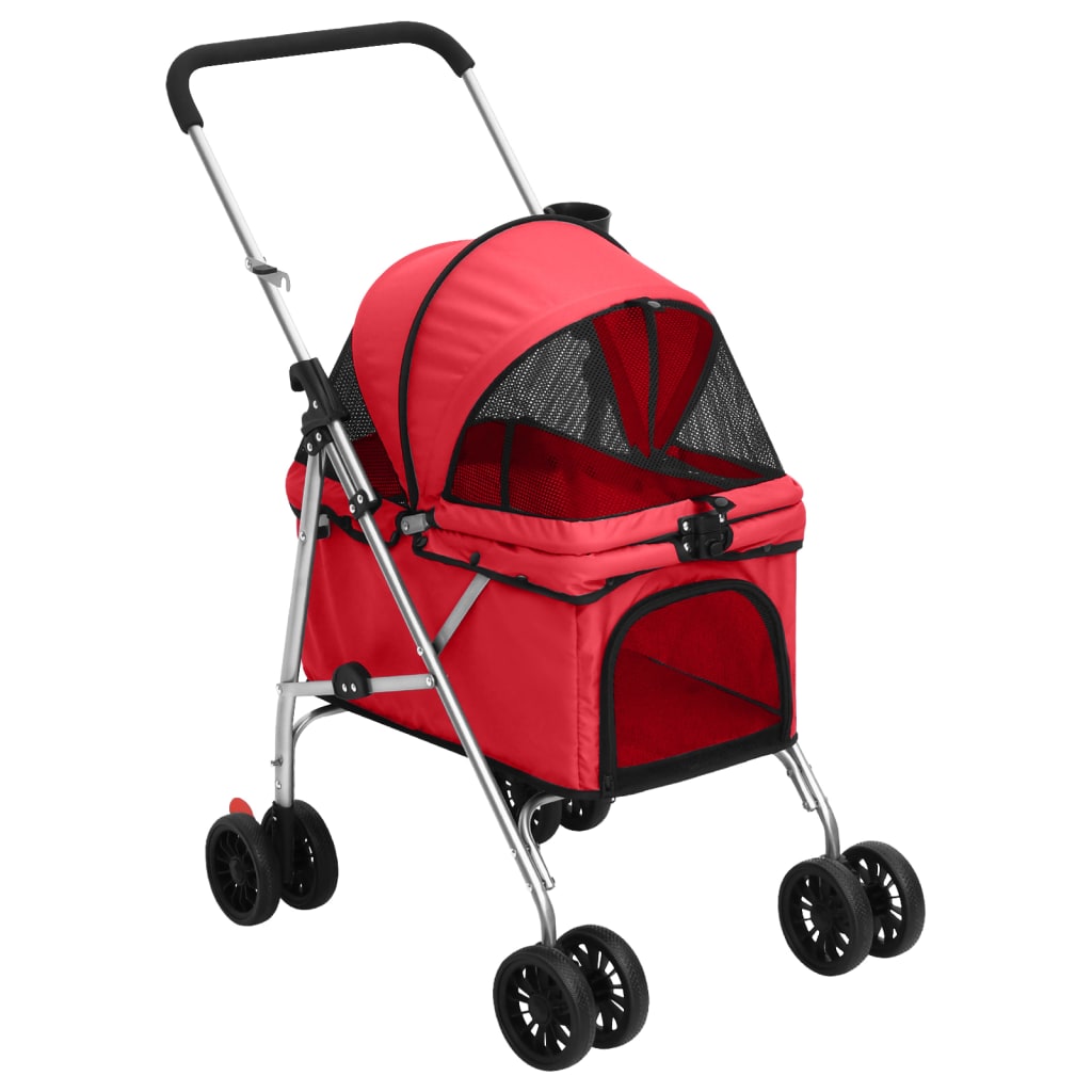 vidaXL Folding Dog Stroller Red 76x50x100 cm Oxford Fabric