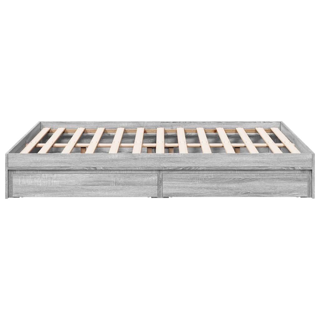vidaXL Bed Frame with Drawers Grey Sonoma 140x190 cm Engineered Wood