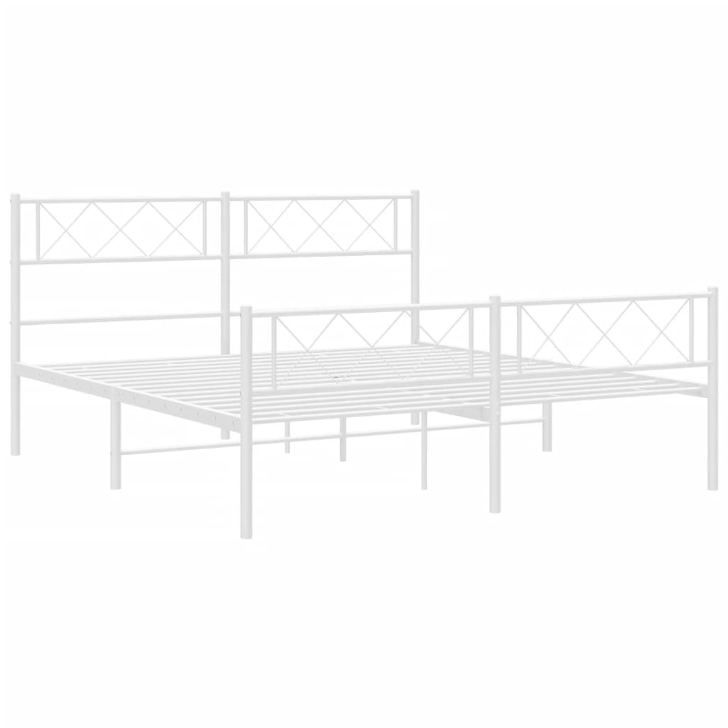 vidaXL Metal Bed Frame without Mattress with Footboard White 120x200 cm