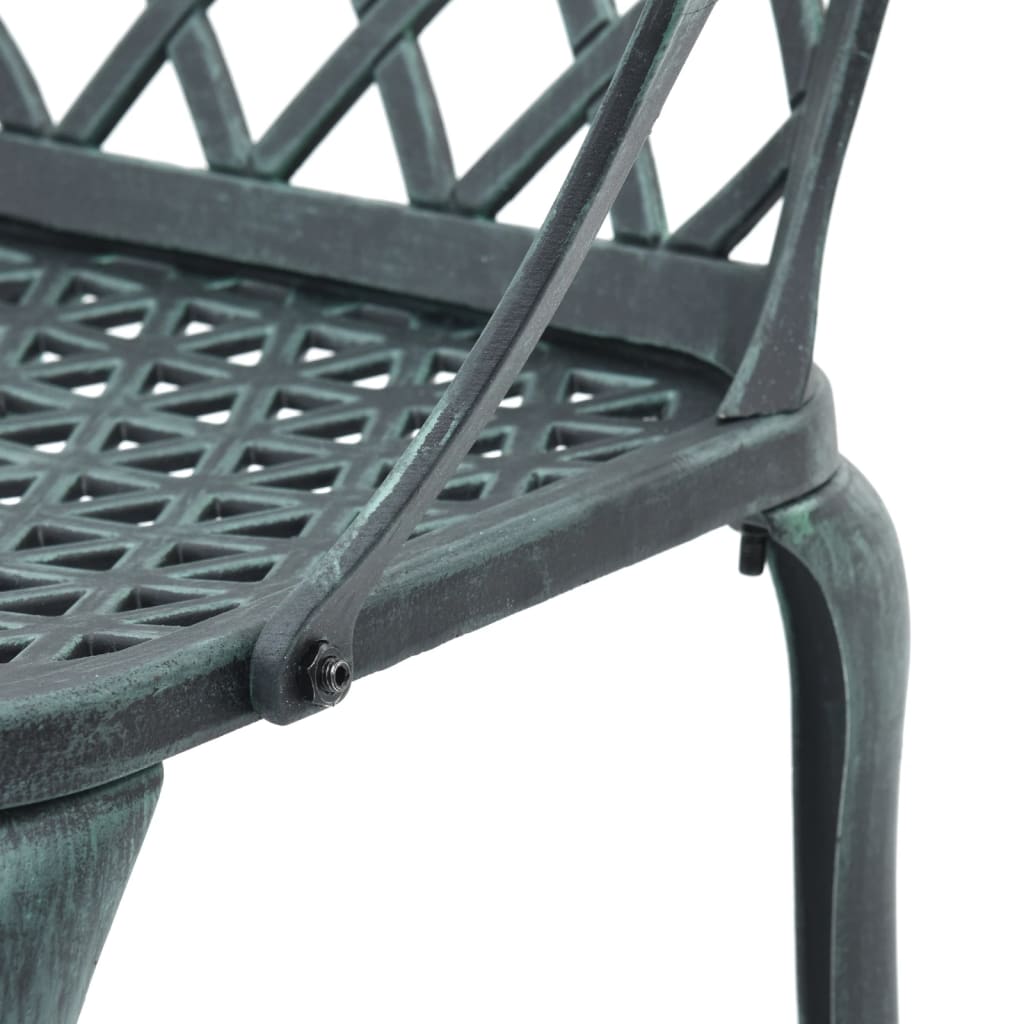 vidaXL 3 Piece Bistro Set Green Cast Aluminium