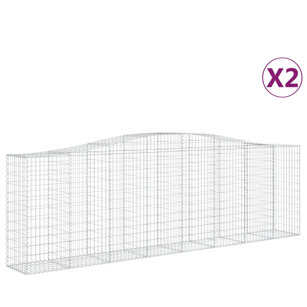 vidaXL Arched Gabion Baskets 2 pcs 400x50x120/140 cm Galvanised Iron