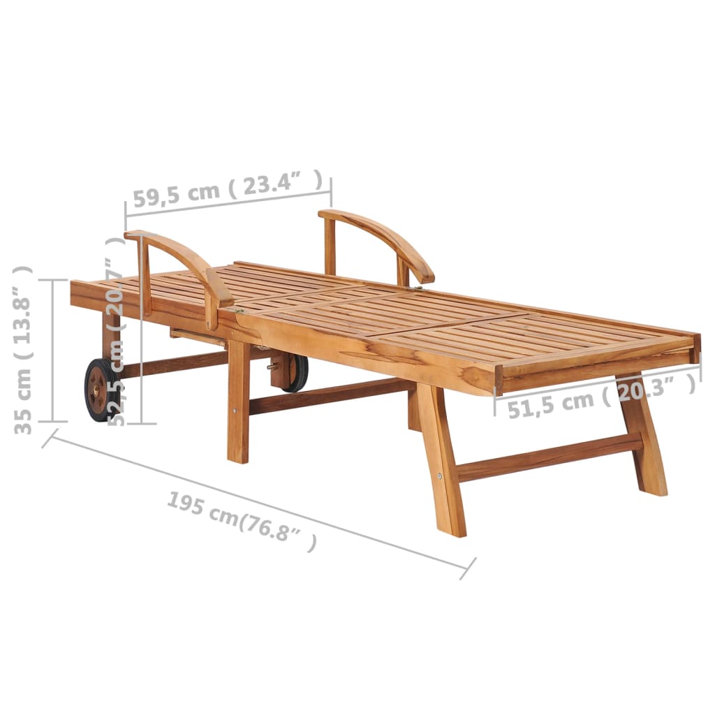 vidaXL Sun Loungers 2 pcs Solid Teak Wood