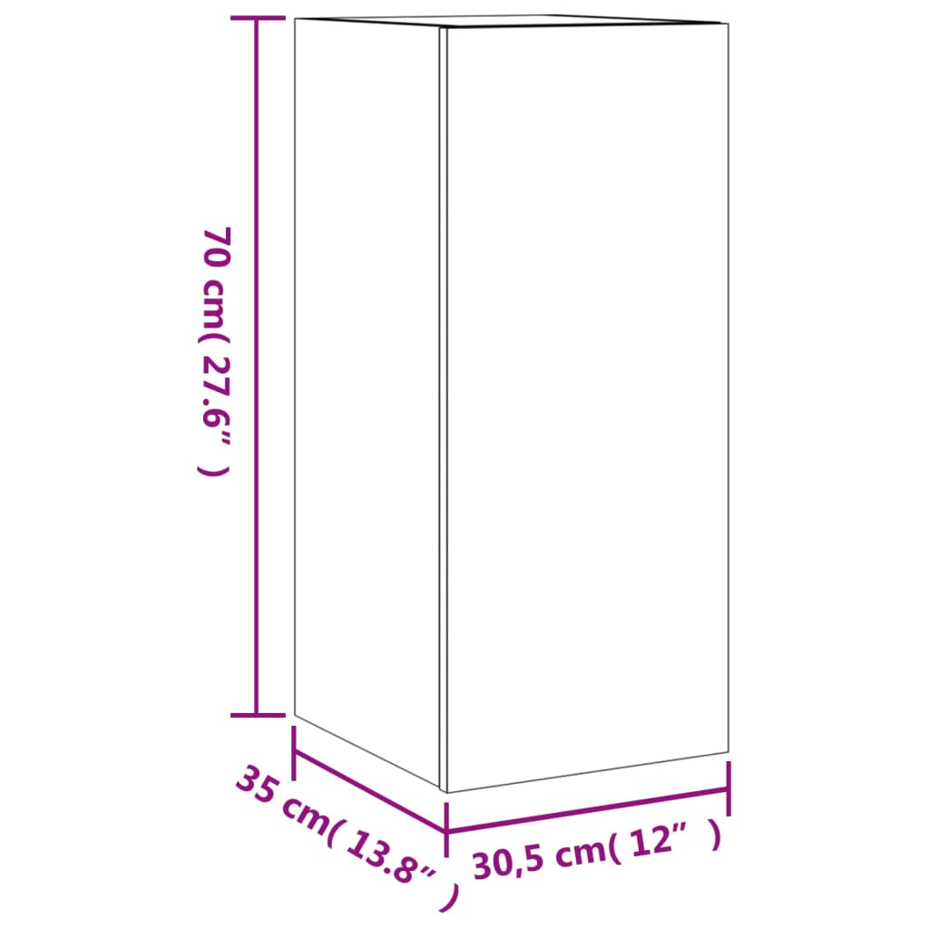 vidaXL TV Wall Cabinet with LED Lights Sonoma Oak 30.5x35x70 cm