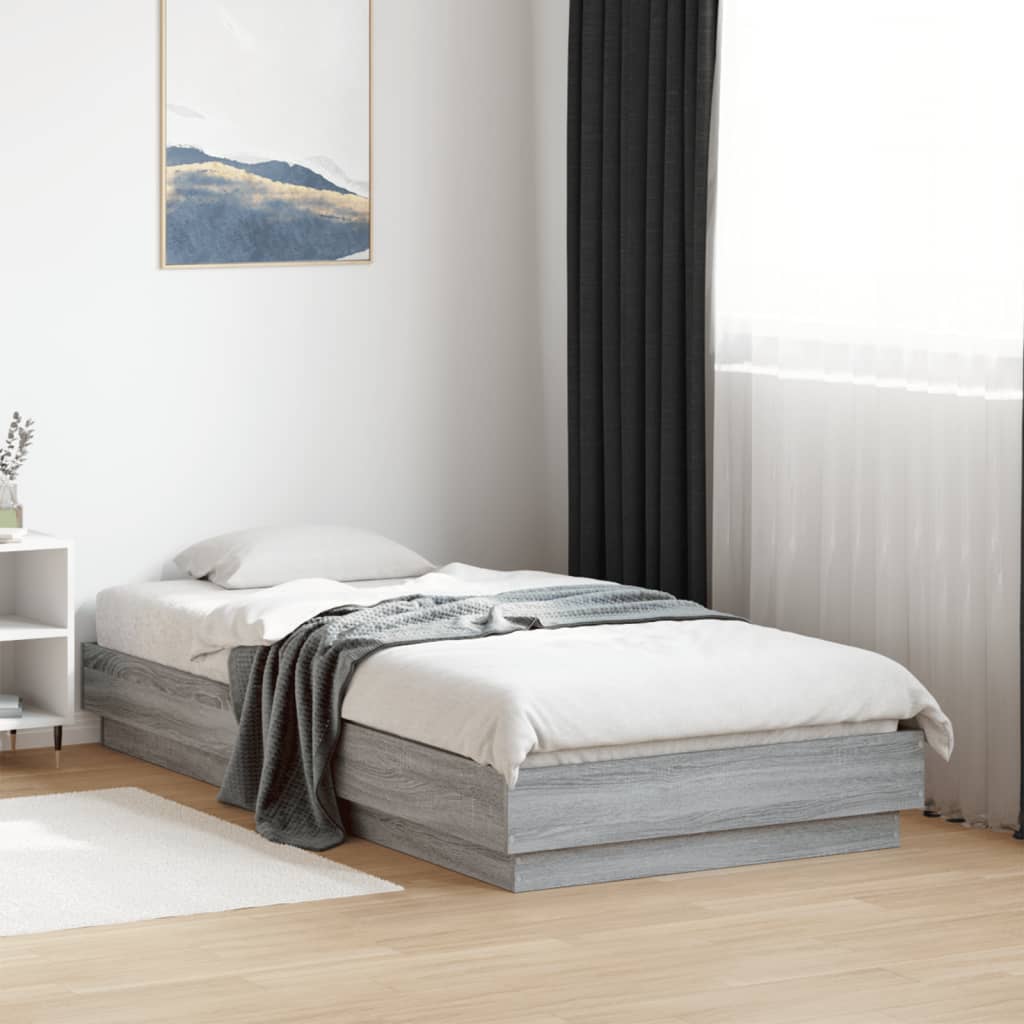 vidaXL Bed Frame Grey Sonoma 75x190 cm Engineered Wood