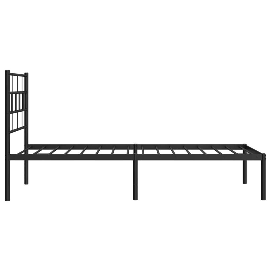 vidaXL Metal Bed Frame without Mattress with Headboard Black 90x200 cm