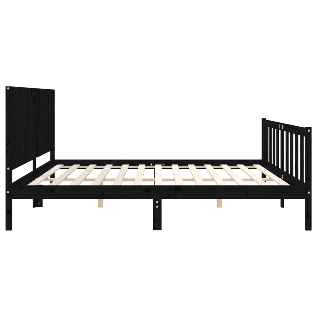 vidaXL Bed Frame without Mattress Black 200x200 cm Solid Wood Pine