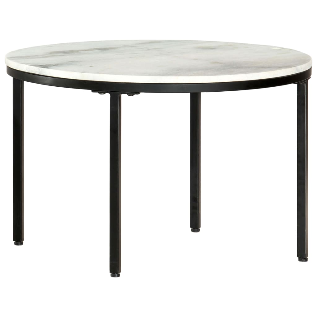 vidaXL Coffee Table White and Black Ø65 cm Real Solid Marble