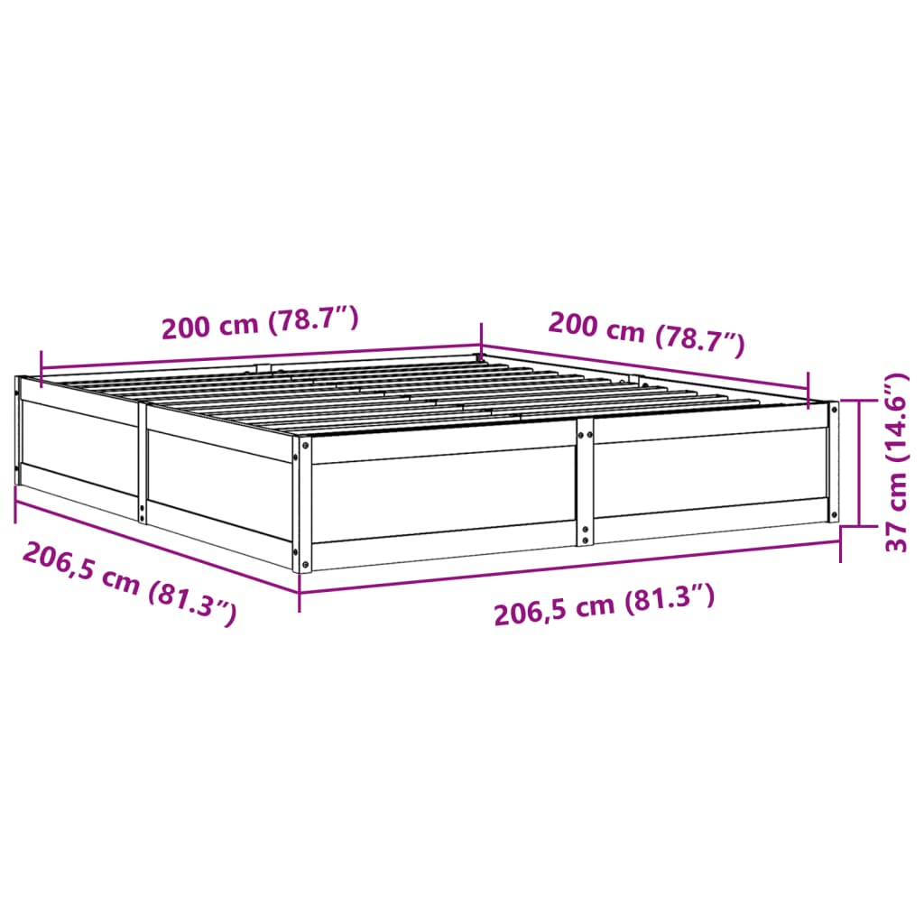 vidaXL Bed Frame without Mattress 200x200 cm Solid Wood Pine