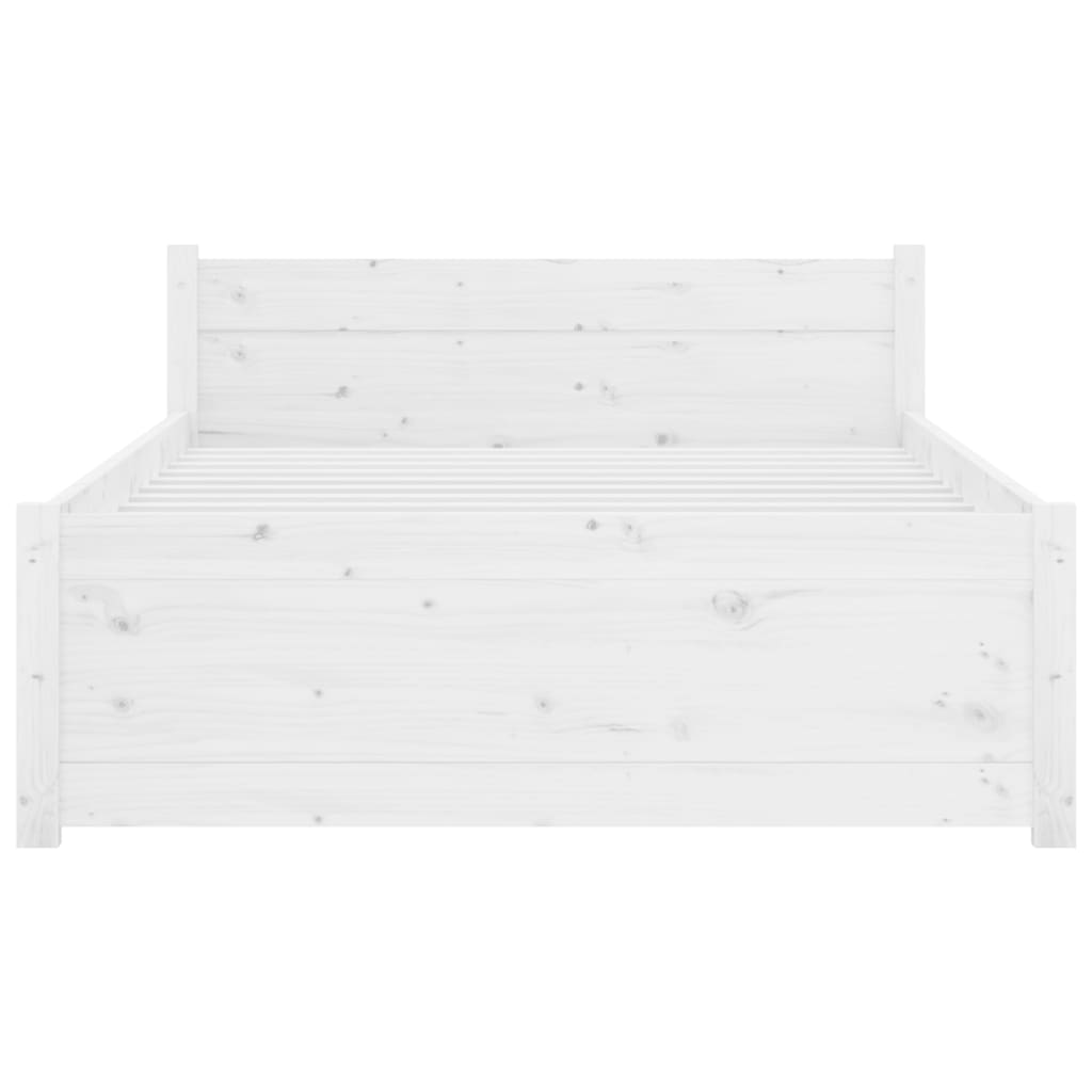 vidaXL Bed Frame without Mattress White Solid Wood 90x190 cm Single