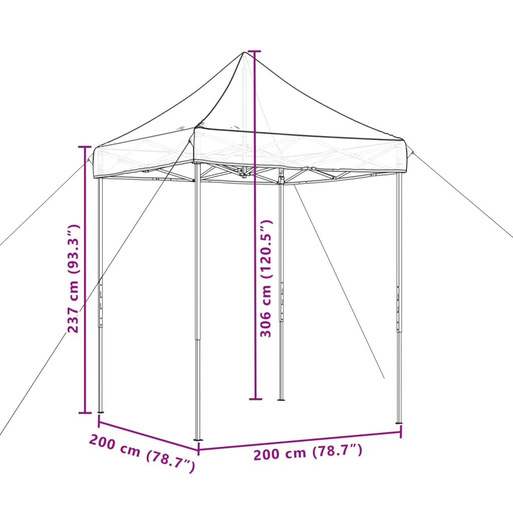 vidaXL Foldable Party Tent Pop-Up Brown 200x200x306 cm