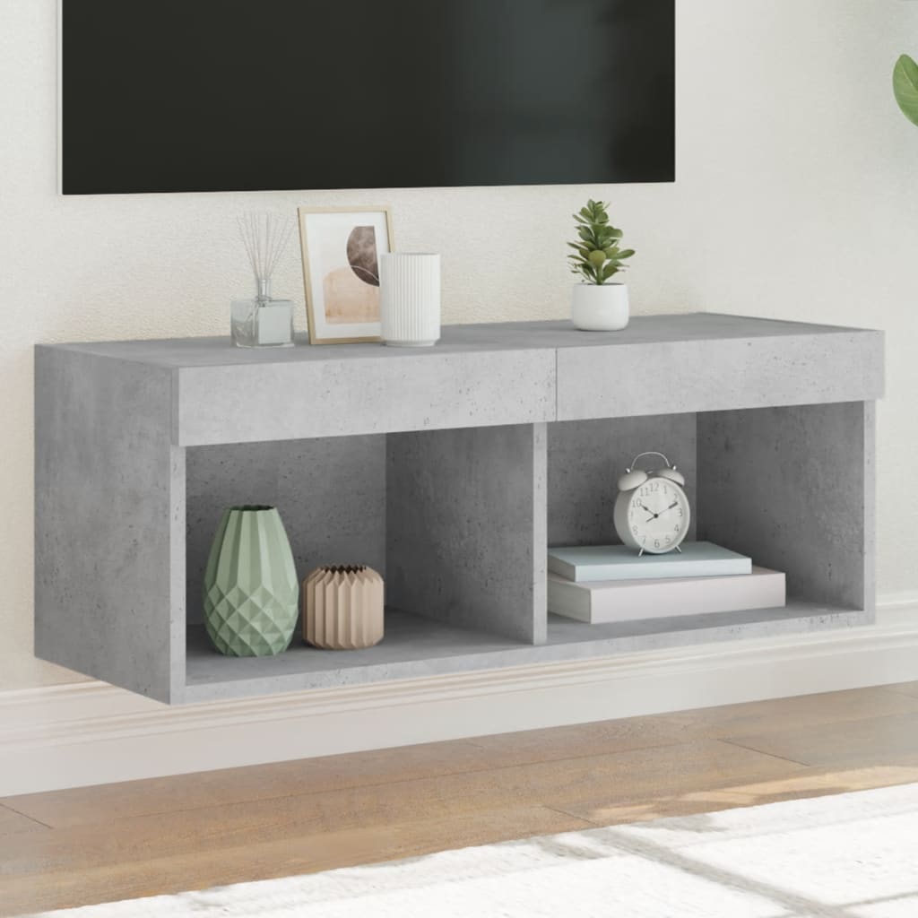 vidaXL TV Cabinet with LED Lights Concrete Grey 80x30x30 cm