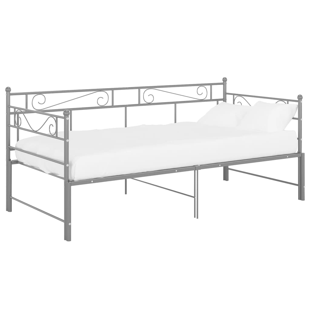 vidaXL Pull-out Sofa Bed Frame without Mattress Grey Metal 90x200 cm