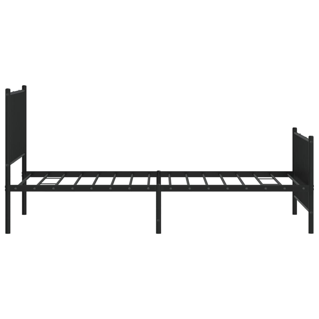 vidaXL Metal Bed Frame without Mattress with Footboard Black 100x190 cm