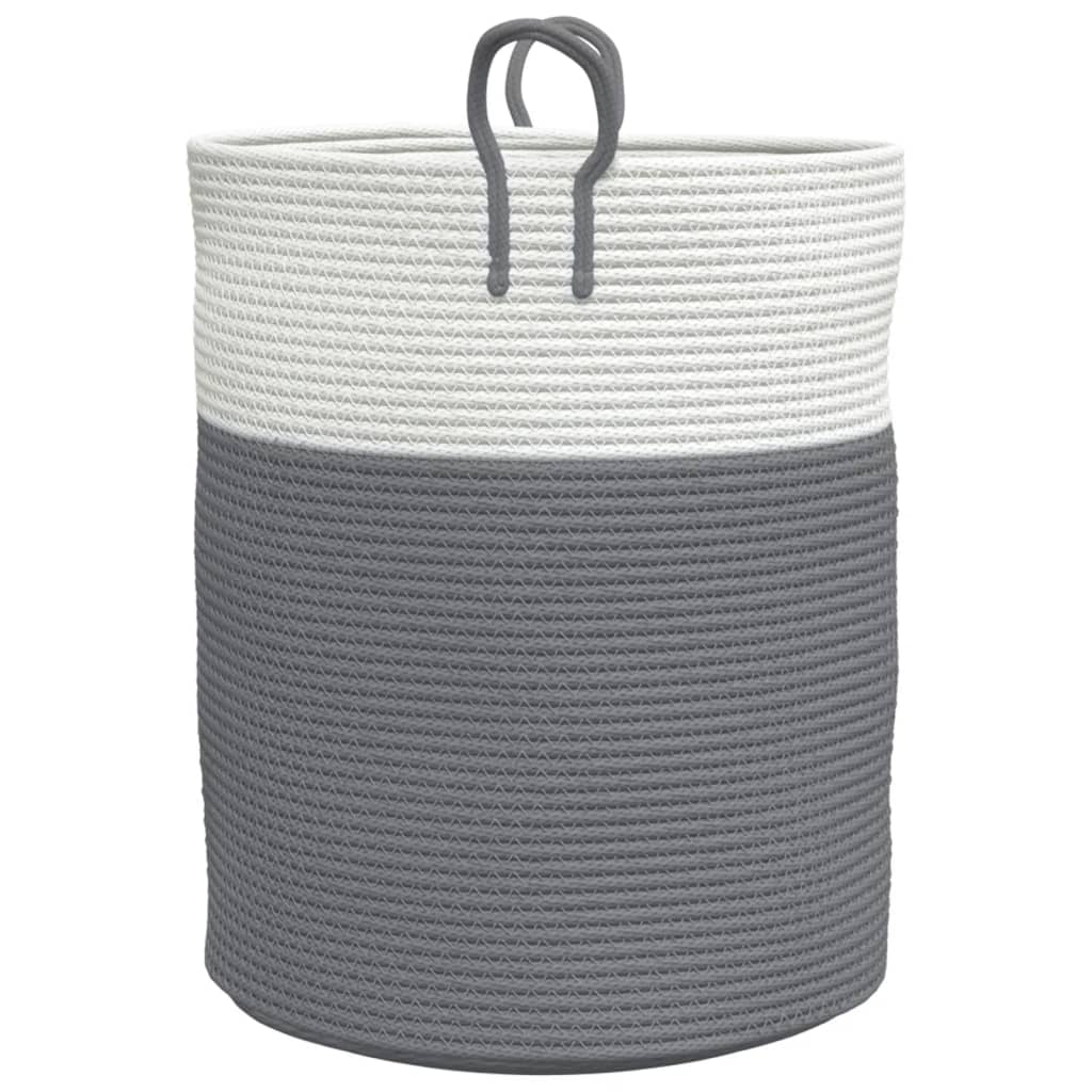 vidaXL Storage Basket Grey and White Ø38x46 cm Cotton