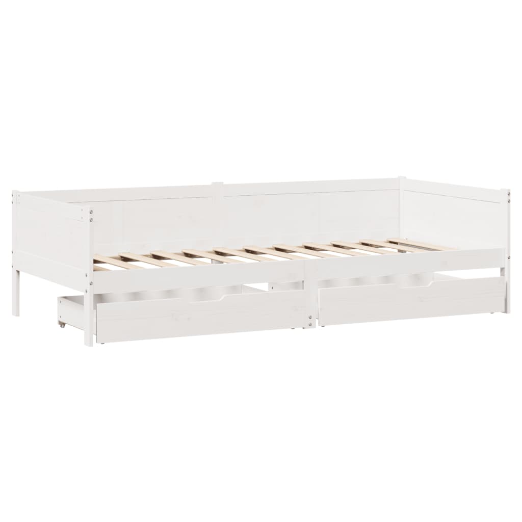 vidaXL Daybed with Drawers without Mattress White 90x190 cm Single Solid Wood