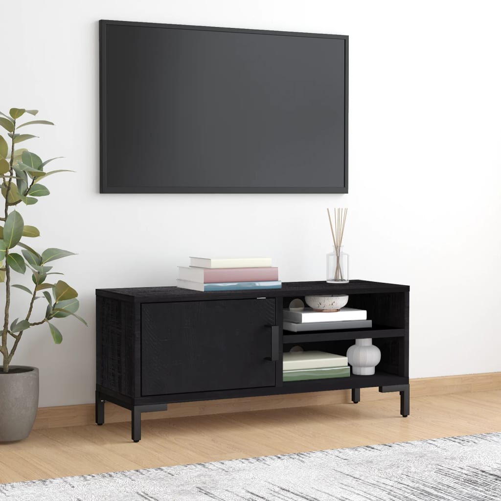 vidaXL TV Cabinet Black 90x30x40 cm Solid Pinewood