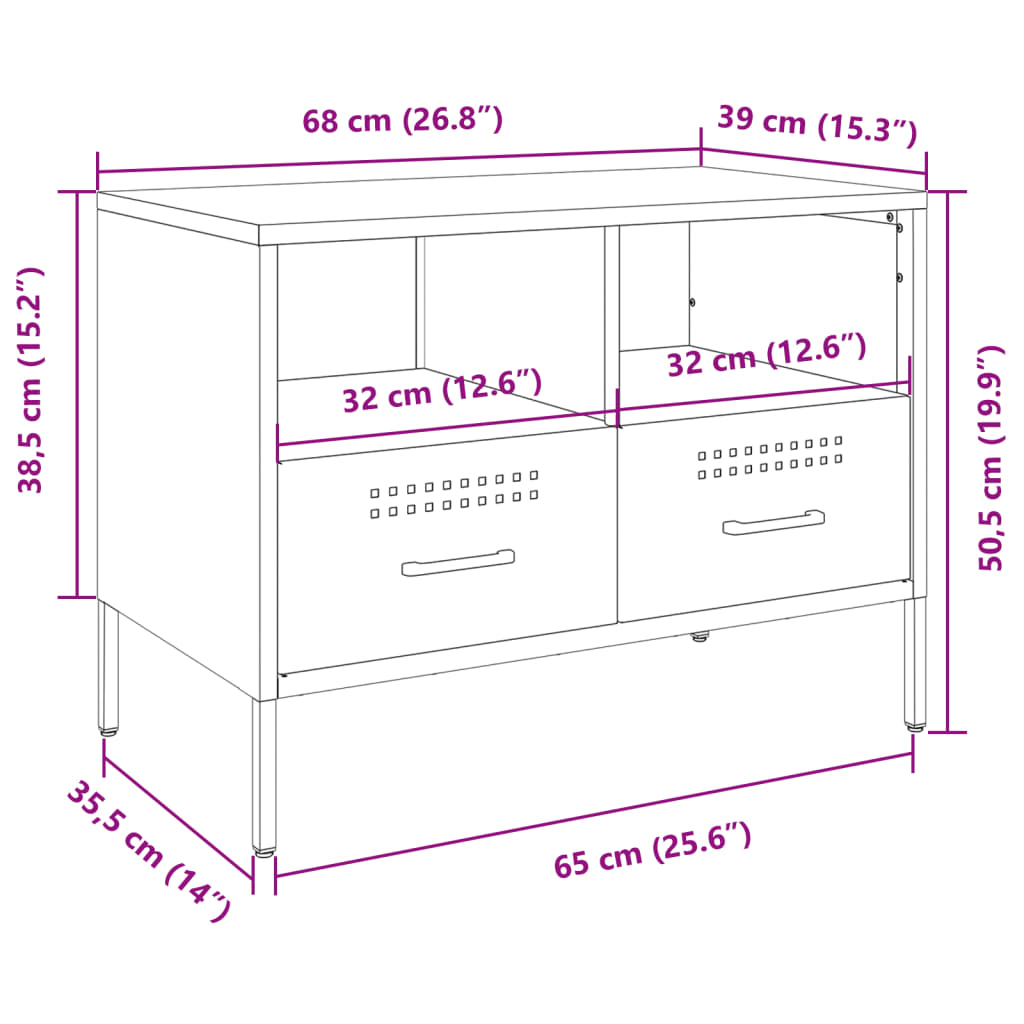 vidaXL TV Cabinet Mustard Yellow 68x39x50.5 cm Steel