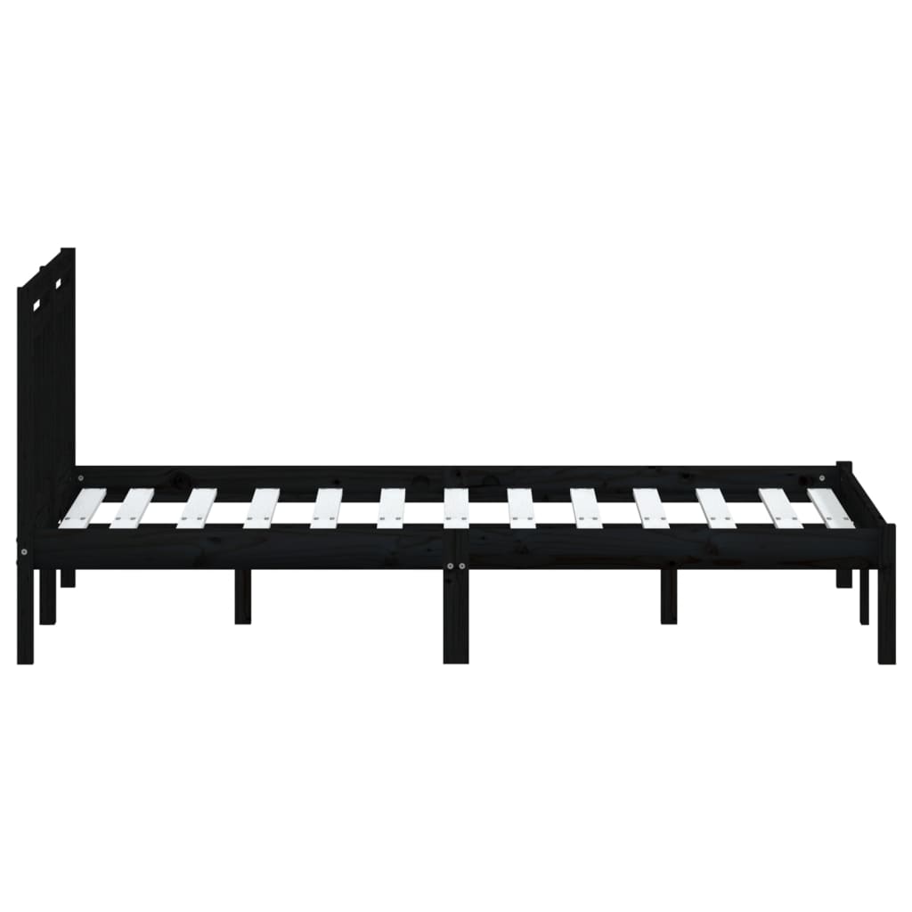 vidaXL Bed Frame without Mattress Black King Size Solid Wood