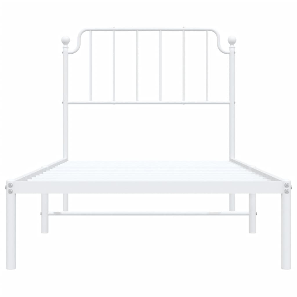 vidaXL Metal Bed Frame without Mattress with Headboard White 90x200 cm