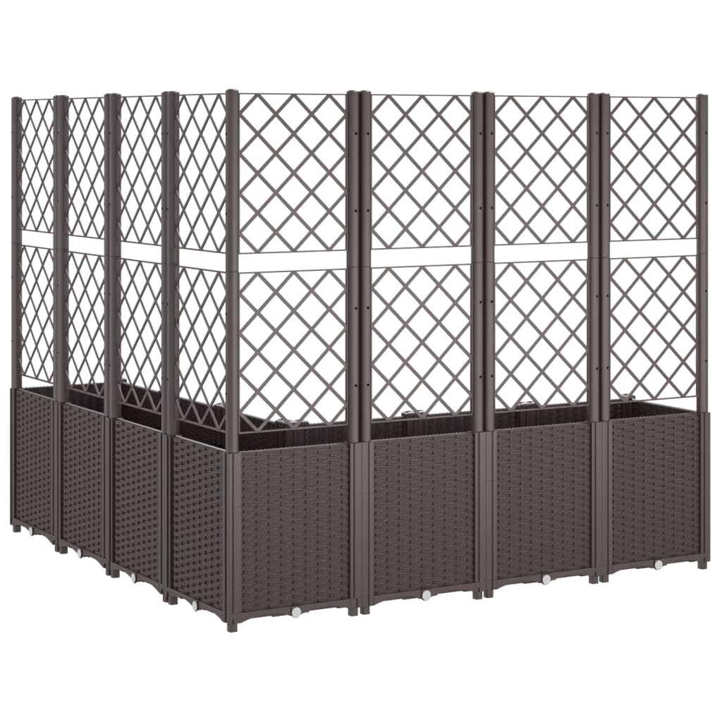 vidaXL Garden Planter with Trellis Brown 160x160x140 cm PP