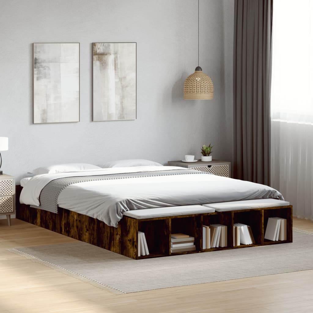 vidaXL Bed Frame without Mattress Smoked Oak 150x200 cm King Size