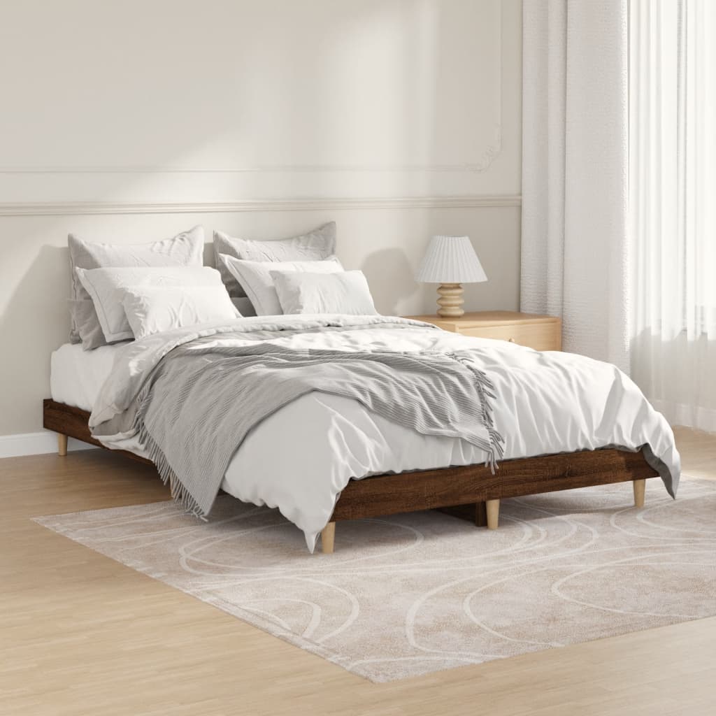 vidaXL Bed Frame without Mattress Brown Oak 120x190 cm Small Double Engineered Wood