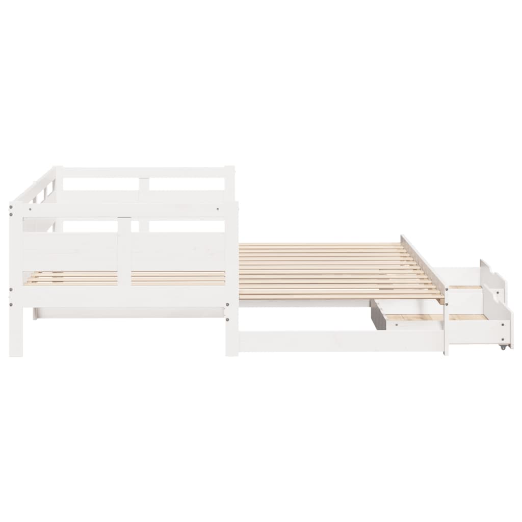 vidaXL Daybed with Trundle and Drawers without Mattress White 80x200 cm