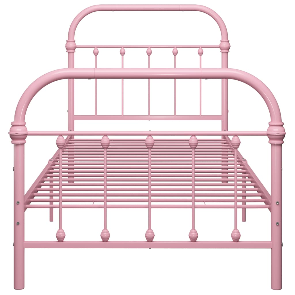 vidaXL Bed Frame without Mattress Pink Metal 100x200 cm