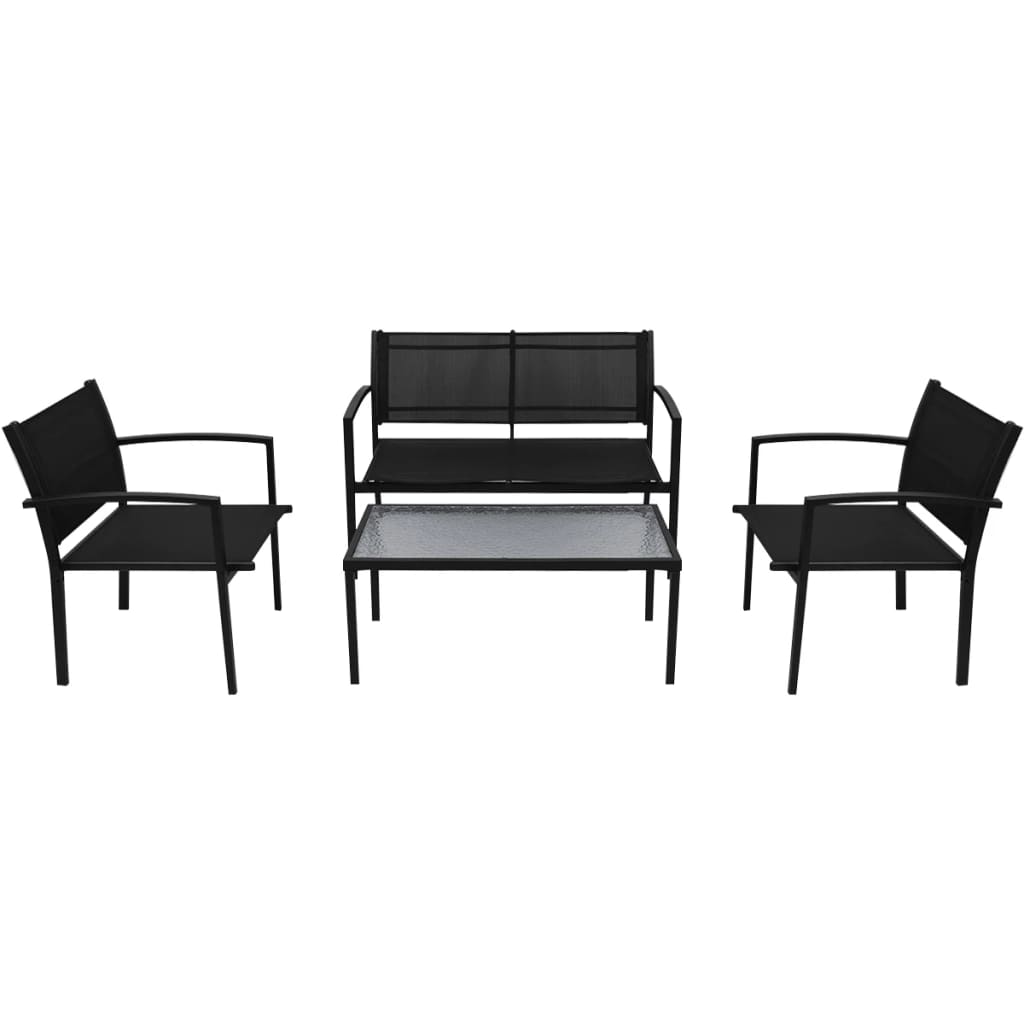 vidaXL 4 Piece Garden Lounge Set Textilene Black