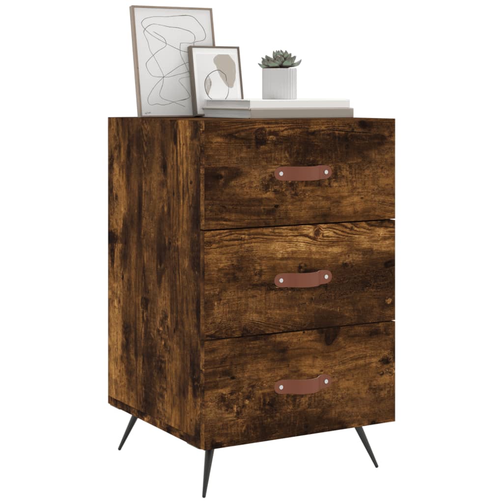 vidaXL Bedside Cabinet Smoked Oak 40x40x66 cm Engineered Wood