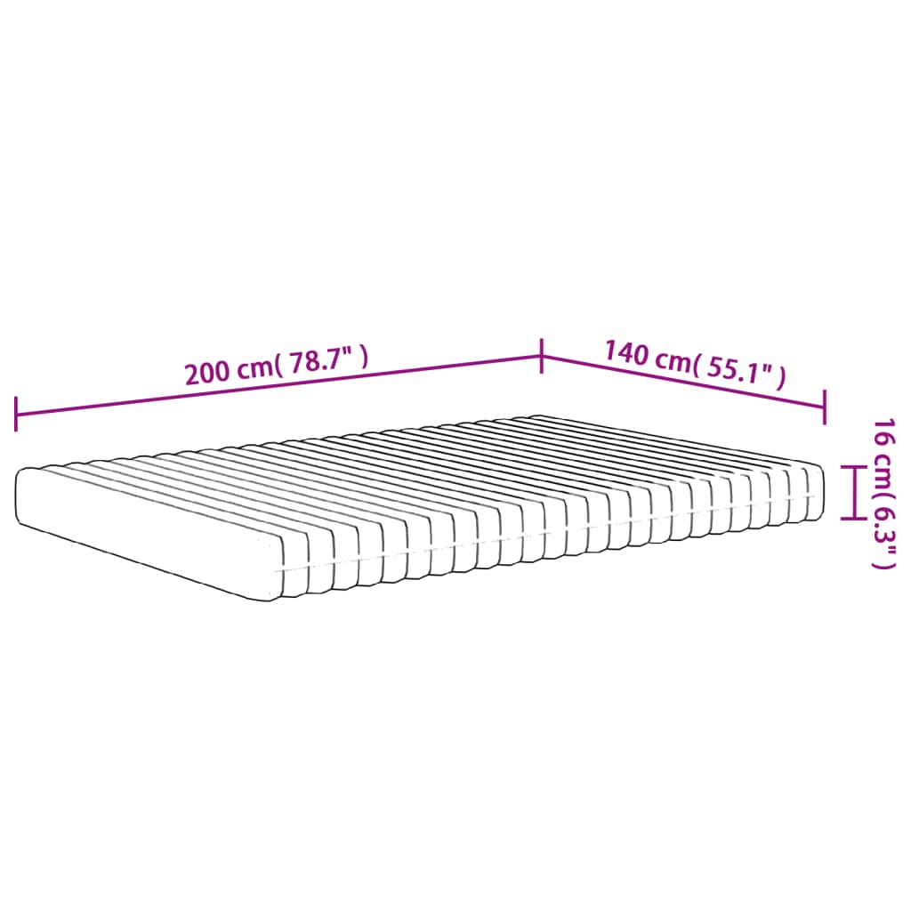 vidaXL Foam Mattress Medium Soft 140x200 cm