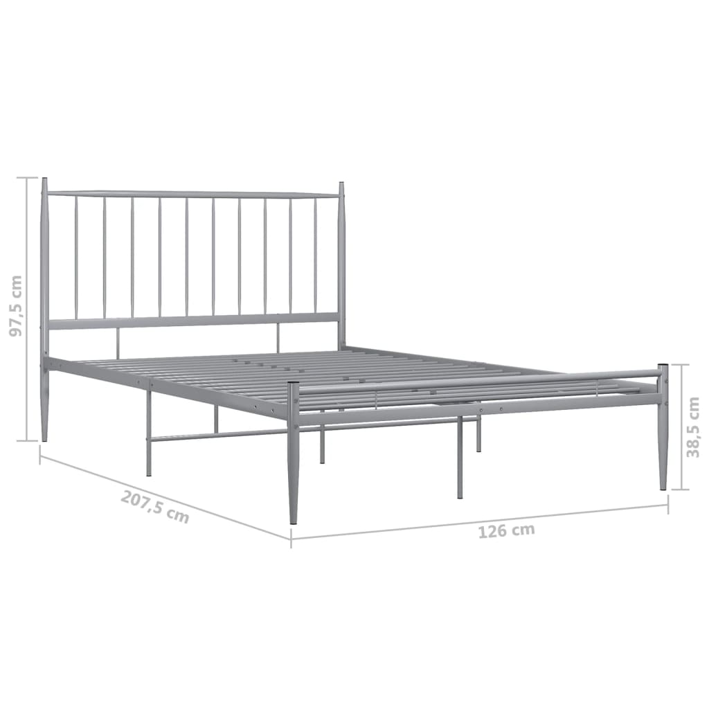 vidaXL Bed Frame without Mattress Grey Metal 120x200 cm