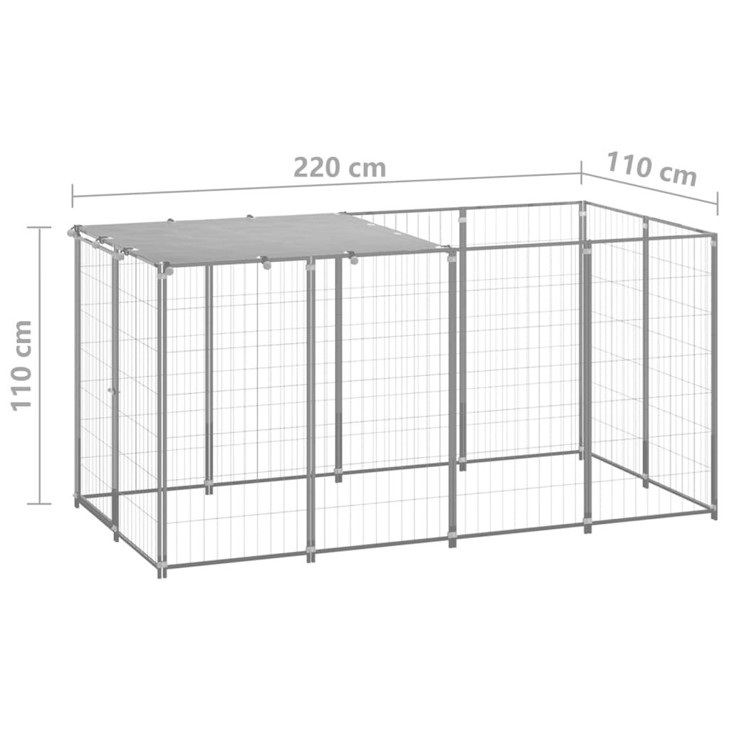 vidaXL Dog Kennel Silver 2.42 m² Steel