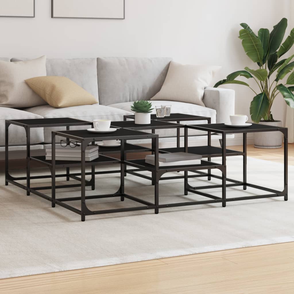 vidaXL Coffee Table Black 121x121x40 cm Engineered Wood