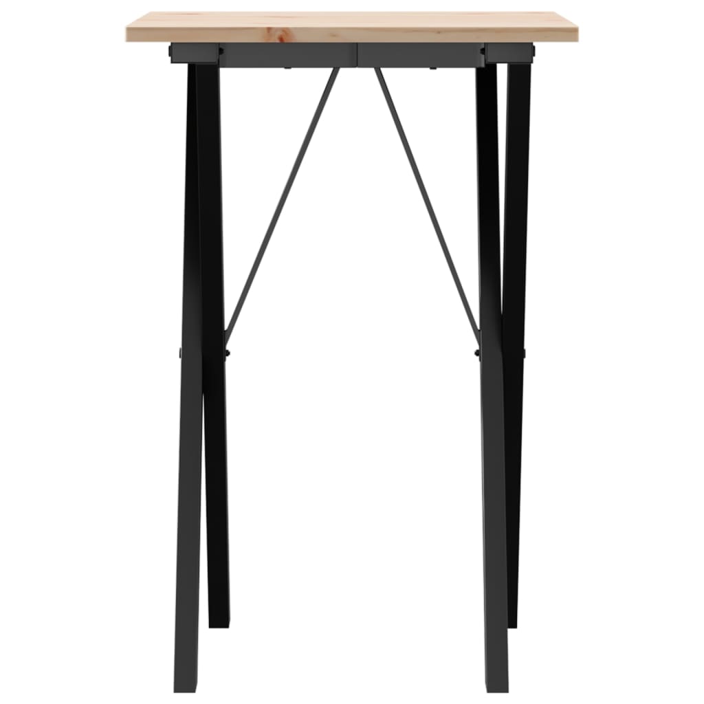 vidaXL Dining Table X-Frame 50x50x75 cm Solid Wood Pine and Cast Iron