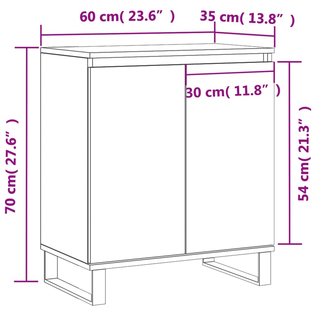 vidaXL Sideboard Brown Oak 60x35x70 cm Engineered Wood