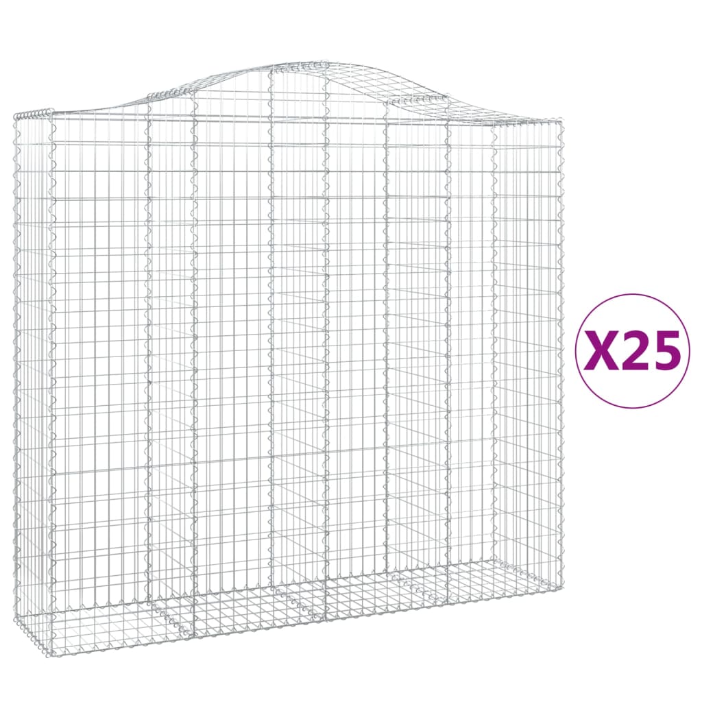 vidaXL Arched Gabion Baskets 25 pcs 200x50x180/200 cm Galvanised Iron