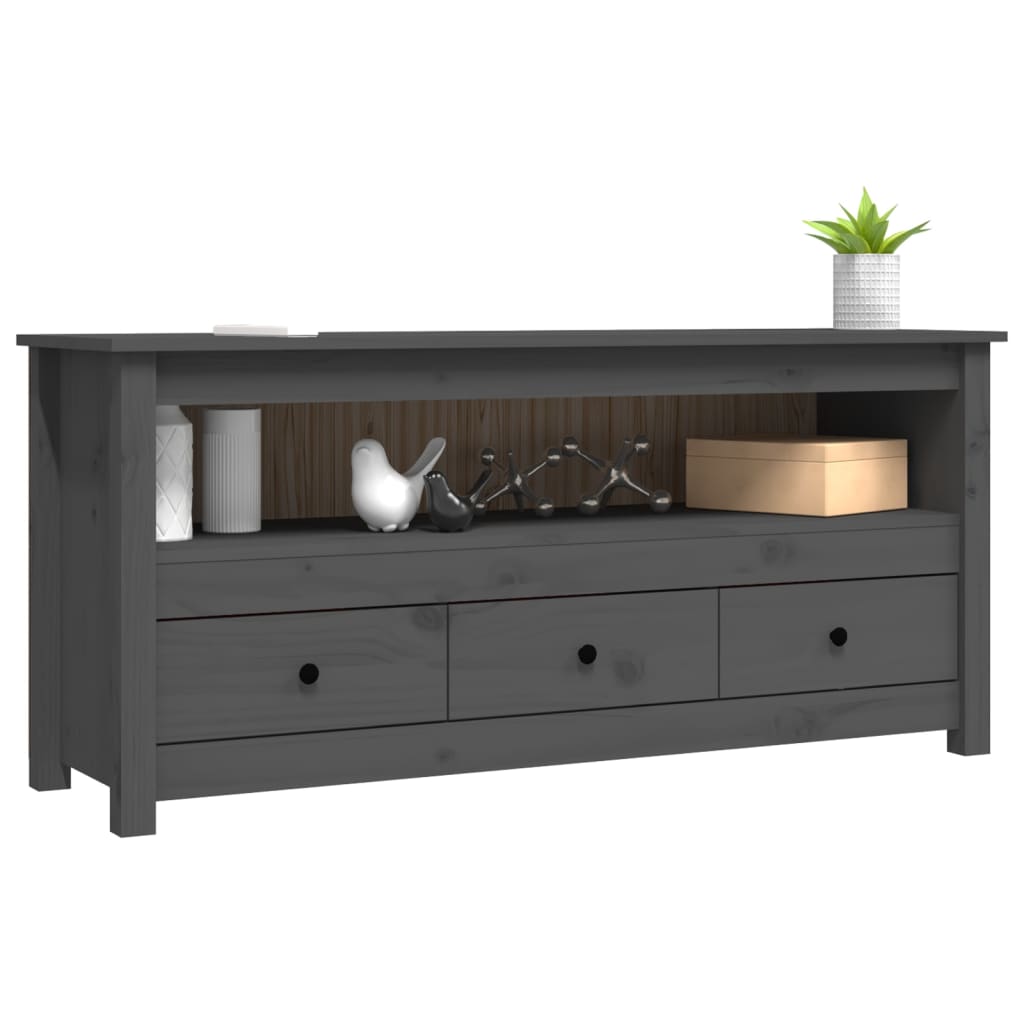 vidaXL TV Cabinet Grey 114x35x52 cm Solid Wood Pine