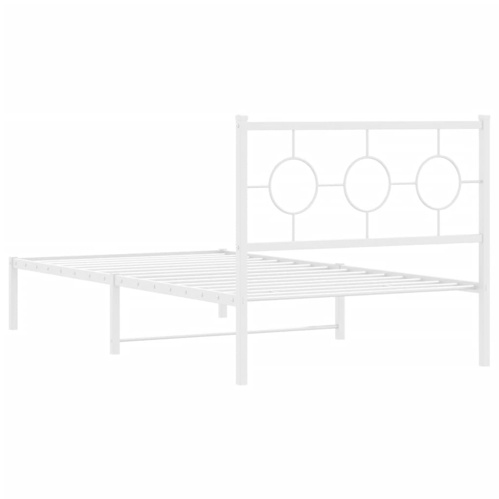 vidaXL Metal Bed Frame without Mattress with Headboard White 100x200 cm