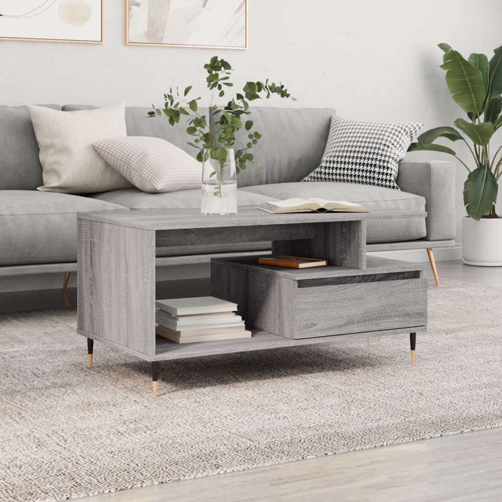 vidaXL Coffee Table Grey Sonoma 90x49x45 cm Engineered Wood