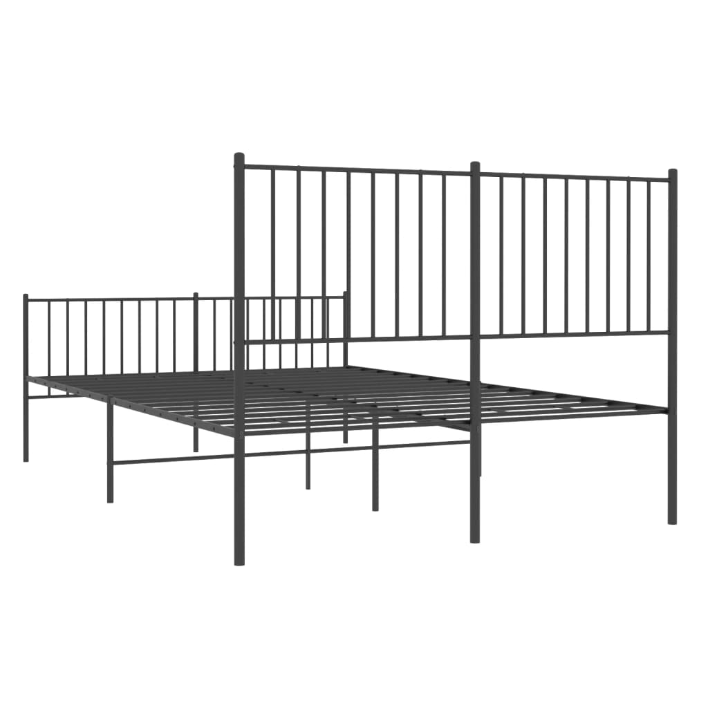 vidaXL Metal Bed Frame without Mattress with Footboard Black 135x190 cm Double