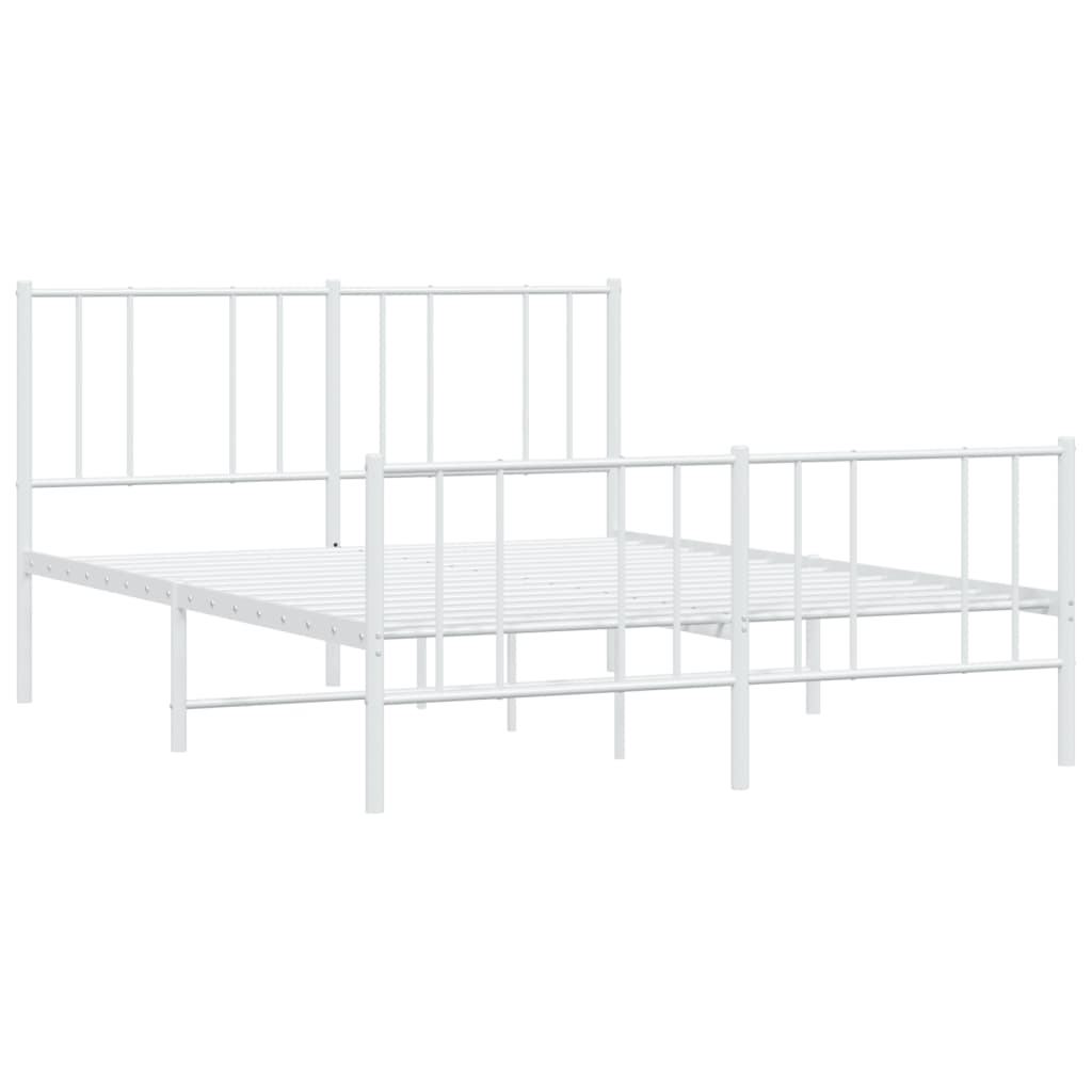 vidaXL Metal Bed Frame without Mattress with Footboard White 160x200 cm